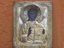Икона «Иисус Христос Спаситель» 22*17 В бронзовом окладе 19 век